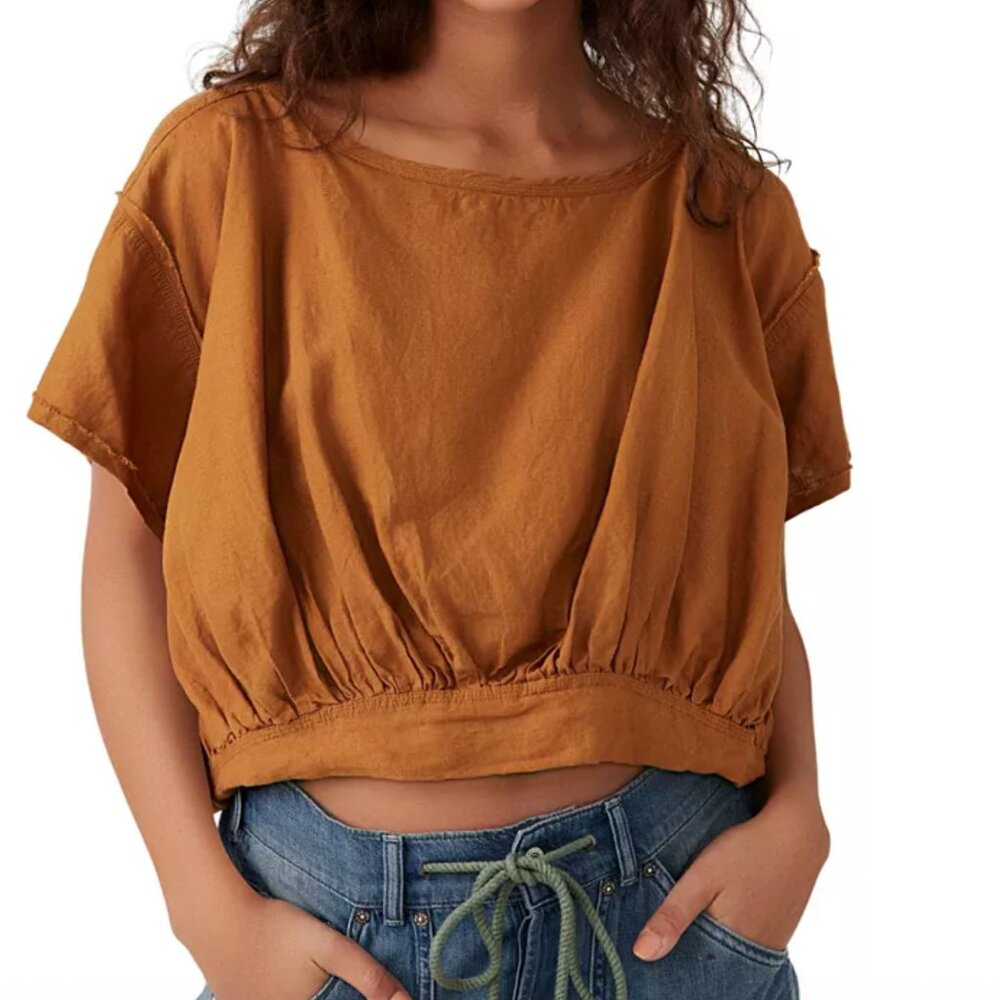 NWT FREE PEOPLE We The Free Cloud Nine Bubble Top Spiced Pecan S Small